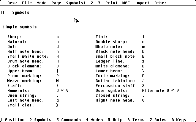 Copyist help screen
