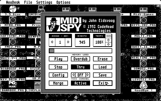MIDI Spy main screen